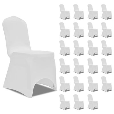 vidaXL Návleky na stoličku biele 24 ks naťahovacie