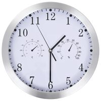 vidaXL Nástenné hodiny s pohonom Quartz, vlhkomer+ teplomer,biele 30cm
