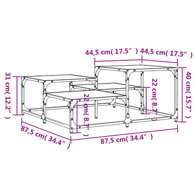 vidaXL Konferenčný stolík dub sonoma 87,5x87,5x40 cm kompozitné drevo