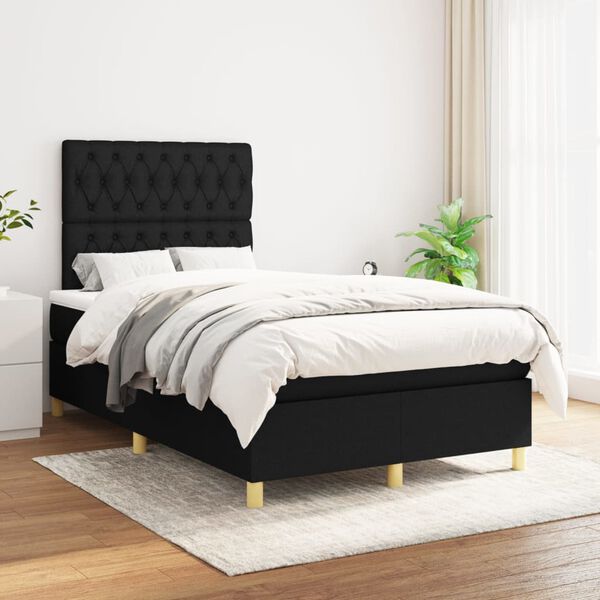 vidaXL Boxspring posteľ s matracom čierny 120x200 cm l&aacute;tka