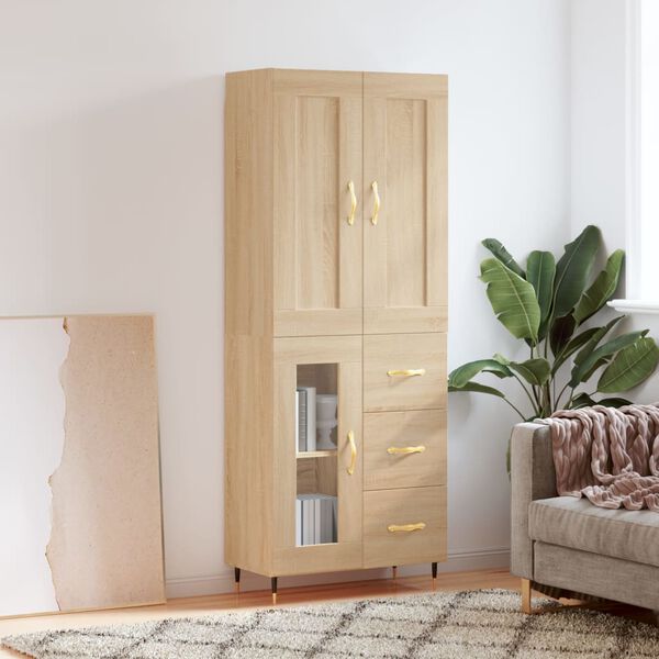 vidaXL Vysok&aacute; skrinka dub sonoma 69,5x34x180 cm spracovan&eacute; drevo