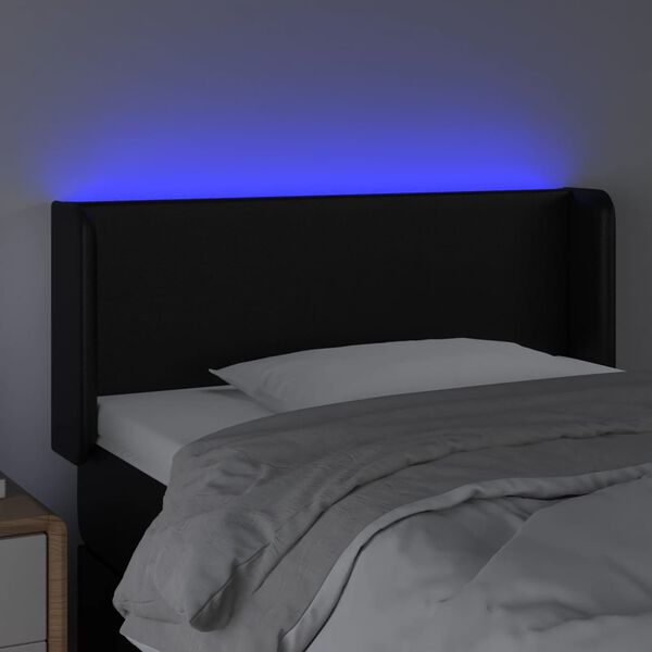vidaXL Čelo postele s LED čierne 93x16x78/88 cm umel&aacute; koža