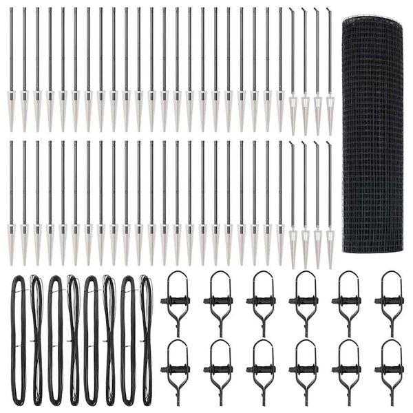 vidaXL Stĺp na plot. Siv&aacute; 100 x 0,6 m (12 x 12 mm sieť) Ocel a PVC