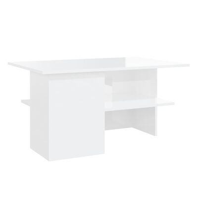 vidaXL Konferenčný stolík lesklý biely 90x60x46,5 cm drevotrieska