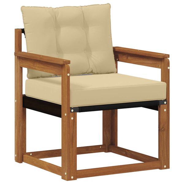 vidaXL Vonkaj&scaron;ia pohovka Mas&iacute;vne ak&aacute;ciov&eacute; drevo a textil&eacute;n Pr&iacute;rodn&aacute;