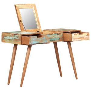 vidaXL Toaletn&yacute; stol&iacute;k so zrkadlom 112x45x76 cm, recyklovan&yacute; mas&iacute;v
