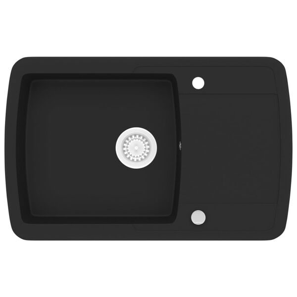 vidaXL Granitov&yacute; kuchynsk&yacute; drez s jednou vaničkou, čierny