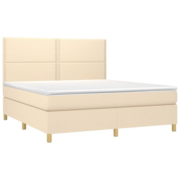 vidaXL Posteľn&yacute; r&aacute;m boxspring s matracom kr&eacute;mov&yacute; 180x200 cm l&aacute;tka