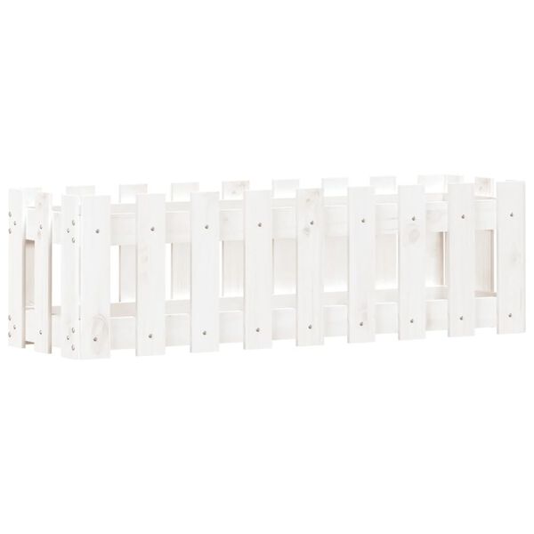 vidaXL Vyv&yacute;&scaron;en&yacute; z&aacute;hon s dizajnom plotu biely 100x30x30 cm borovica