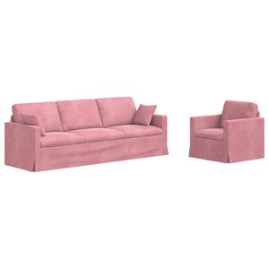 vidaXL Sada pohoviek 2 pcs Ružov&aacute; 228 x 78 x 80 cm Zamat