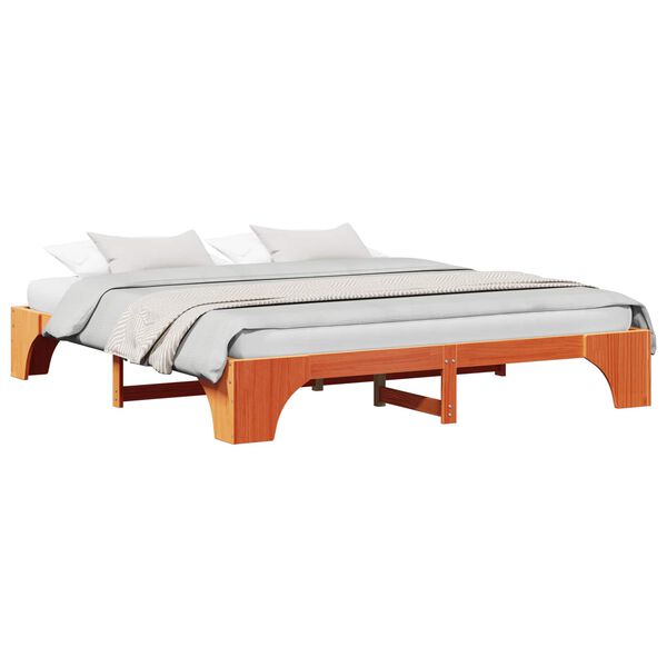 vidaXL R&aacute;m postele Včel&iacute; hned&yacute; 200 x 200 cm Mas&iacute;vne borovicov&eacute; drevo