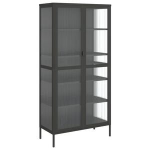 vidaXL Vysok&aacute; skrinka čierna 85x40x180 cm sklo a oceľ