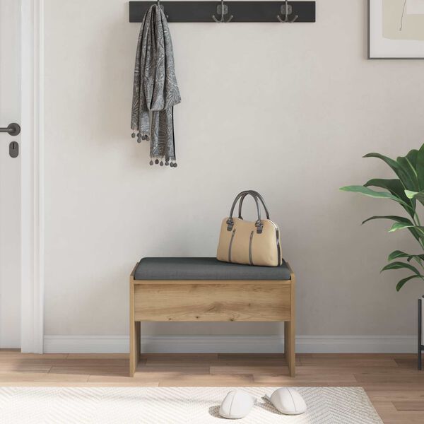 vidaXL Predsieňov&aacute; lavica s vank&uacute;&scaron;om Remeseln&yacute; dub 63 x 38 x 40 cm