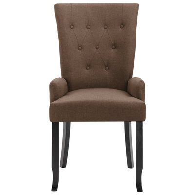 vidaXL Jedálenské stoličky s opierkami 4 ks, hnedé, látka