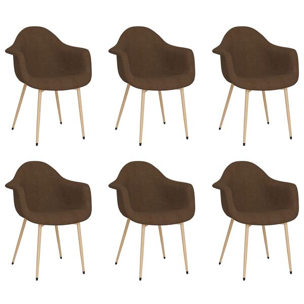 vidaXL Jed&aacute;lensk&eacute; stoličky 6 ks tmavohned&eacute; l&aacute;tkov&eacute;