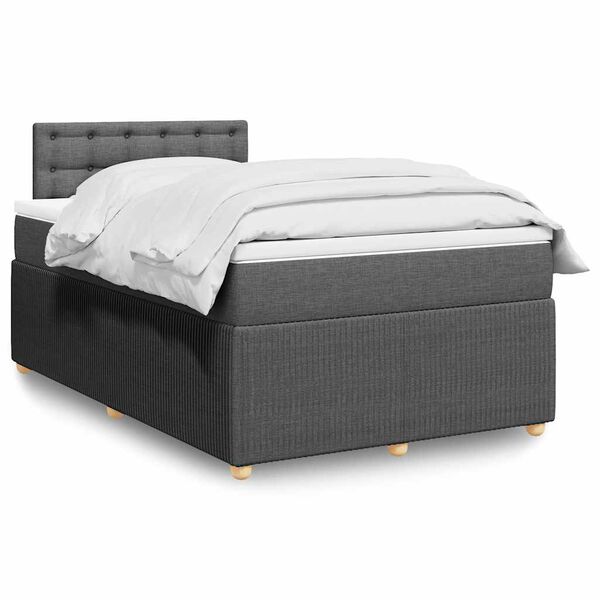 vidaXL Boxspring posteľ s matracom, tmavosiv&aacute; 120x190 cm, l&aacute;tka