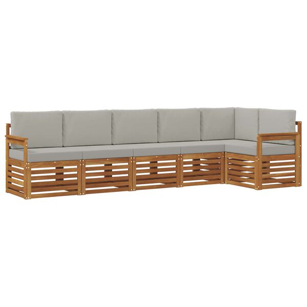 vidaXL S&uacute;pravy pohoviek s vank&uacute;&scaron;om 6 pcs Pr&iacute;rodn&aacute; a svetlosiv&aacute;