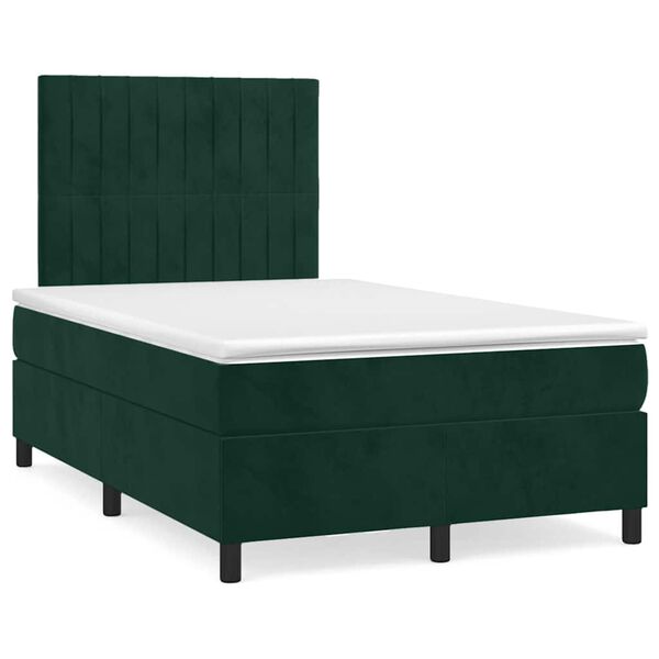 vidaXL Boxspring posteľ s matracom, tmavozelen&aacute; 120x190cm, zamat
