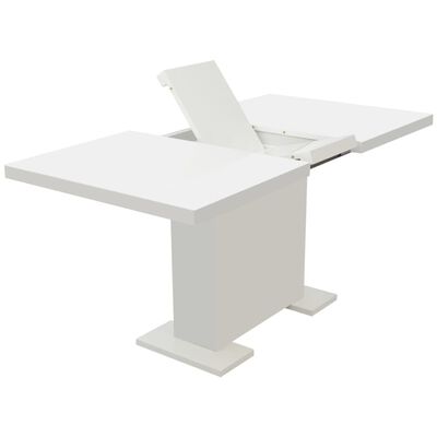 vidaXL Rozkladací jedálenský stôl, vysoko lesklý, biely