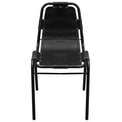 vidaXL Jedálenské stoličky 6 ks, čierne, pravá koža