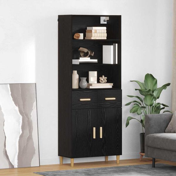 vidaXL Highboard Čierny dub 69,5 x 32,5 x 180 cm Kompozitn&eacute; drevo