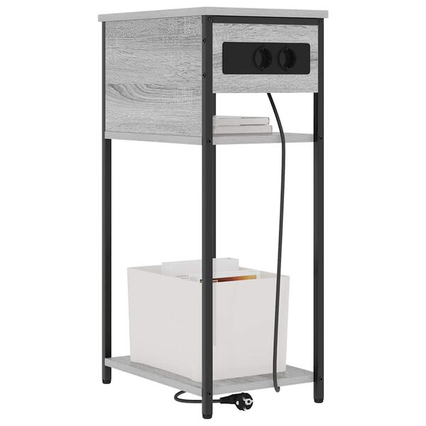 vidaXL Nočn&yacute; stol&iacute;k Siv&yacute; Sonoma 41 x 28 x 76 cm Kompozitn&eacute; drevo