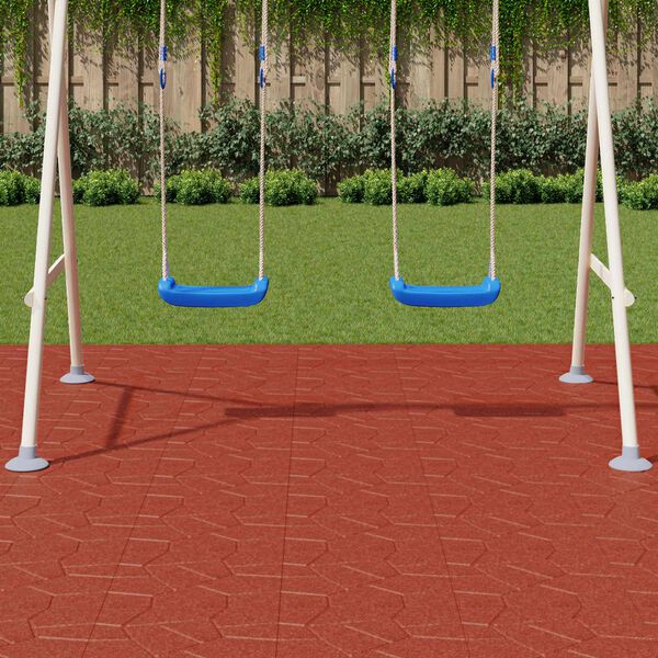 vidaXL Kameň na schod&iacute;ky 6 pcs Červen&aacute; 40,5 x 40,5 x 2 cm Guma