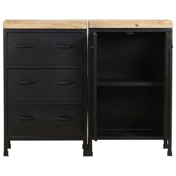 vidaXL Komoda s 3 zásuvkami a 2 dvierkami surové mangovníkové drevo