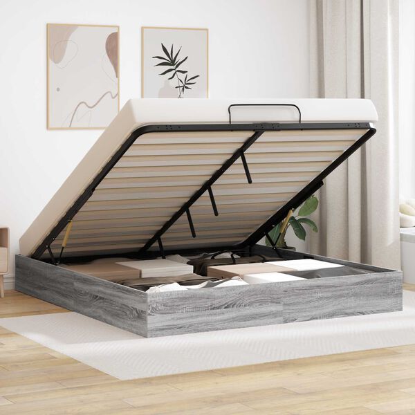 vidaXL Otomanov&yacute; posteľn&yacute; r&aacute;m Siv&yacute; Sonoma 193 x 120 x 25 cm