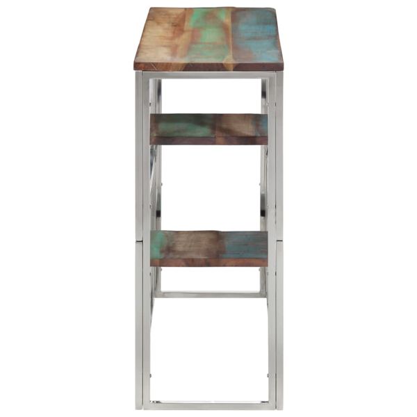 vidaXL Konferenčný stolík strieborný nehrdzavejúca oceľ a recykl.masív