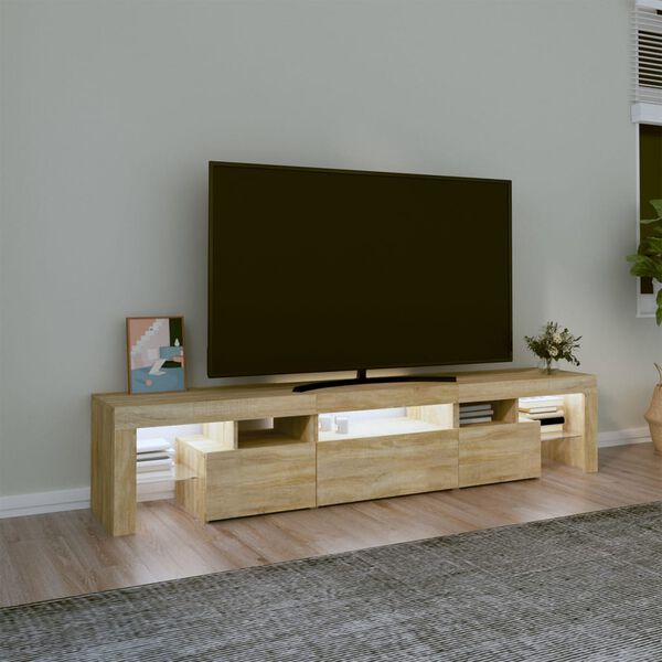 vidaXL TV skrinka s LED svetlami dub sonoma 200 x 36,5 x 40 cm