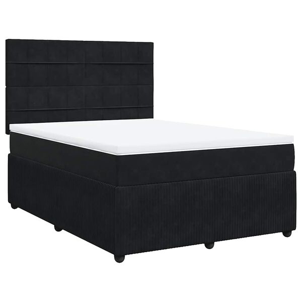 vidaXL Posteľn&yacute; r&aacute;m boxspring s matracom čierny 160x200 cm zamat