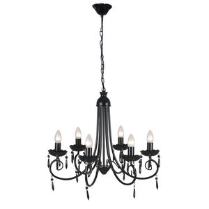 Visiaci luster, elegantn&yacute;, čierny, 6 obj&iacute;mok na žiarovky