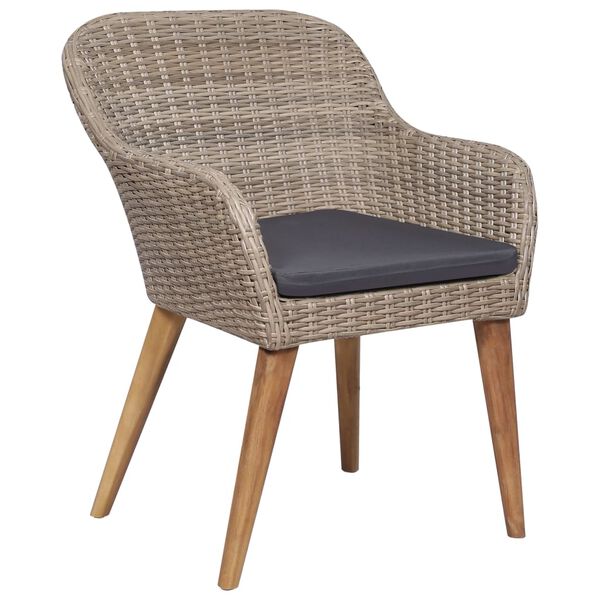 vidaXL 9-dielna vonkajšia jedálenská súprava s podložkami polyratan