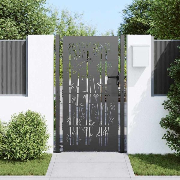 vidaXL Záhradná brána 100x200 cm, corten oceľ, bambusový dizajn
