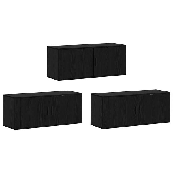 vidaXL N&aacute;stenn&yacute; TV kabinetov&yacute; set 3 pcs Čierny dub 100 x 34,5 x 40 cm