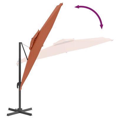 vidaXL Dvojitý konzolový dáždnik tehlový 400x300 cm