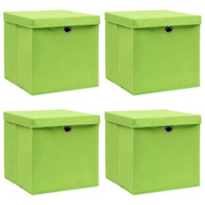 vidaXL &Uacute;ložn&eacute; boxy s vekom 4 ks, zelen&eacute; 32x32x32 cm, l&aacute;tka