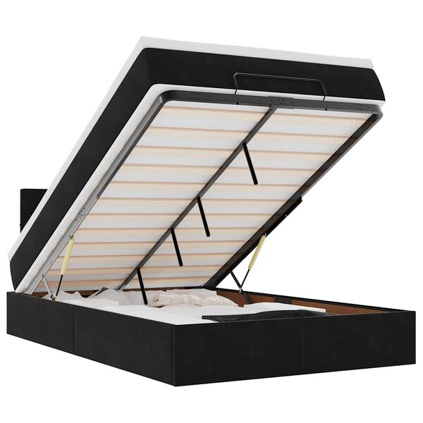 vidaXL Osmanská posteľ s matracom Čierna 120x200cm Zamat