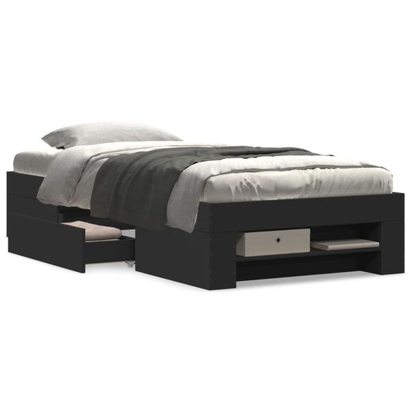 vidaXL Posteľn&yacute; r&aacute;m čierny 100x200 cm borovicov&yacute; mas&iacute;v