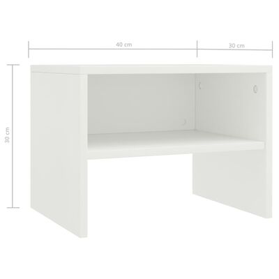 vidaXL Nočné stolíky 2 ks biele 40x30x30 cm drevotrieska