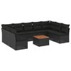 vidaXL 10-dielna z&aacute;hradn&aacute; sedacia s&uacute;prava s vank&uacute;&scaron;mi polyratan čierna