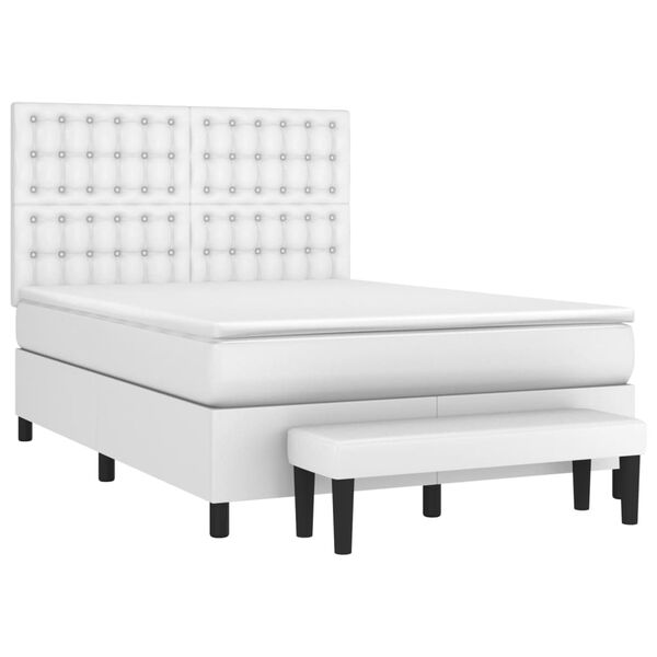 vidaXL Boxspring posteľ s matracom biely 140x190 cm umelá koža