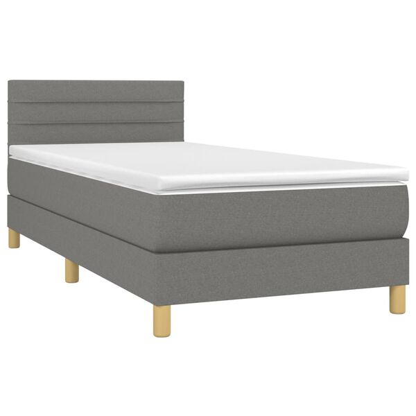 vidaXL Boxspring posteľ s matracom tmavosiv&aacute; 90x190 cm l&aacute;tka
