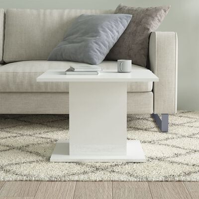 vidaXL Konferenčný stolík lesklý biely 55,5x55,5x40 cm drevotrieska