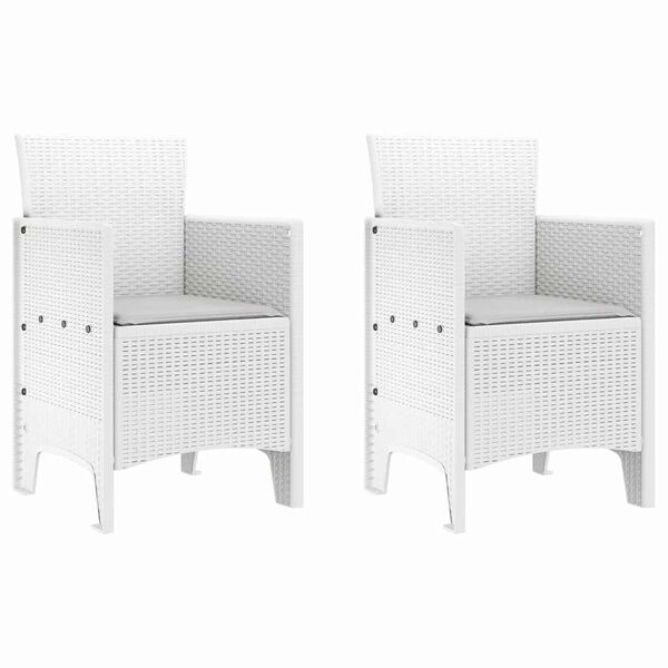 vidaXL Z&aacute;hradn&aacute; stolička 2 pcs Biela 53 x 49 x 85 cm Polypropyl&eacute;n