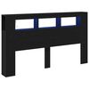 vidaXL LED hlavov&aacute; doska s poličkou Čierny dub 180 x 18,5 x 103,5 cm