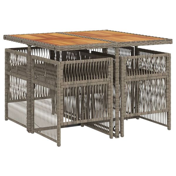 vidaXL 5-dielna z&aacute;hradn&aacute; jed&aacute;lensk&aacute; sada s podložkami siv&aacute; polyratan