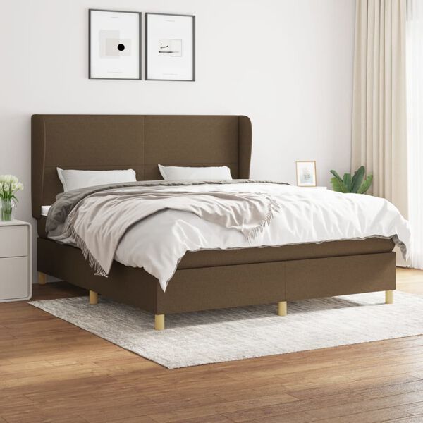 vidaXL Boxspring posteľ s matracom tmavohned&aacute; 180x200 cm l&aacute;tka