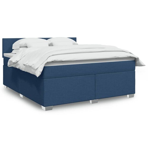 vidaXL Posteľn&yacute; r&aacute;m boxspring s matracom modr&yacute; 180x200 cm l&aacute;tka